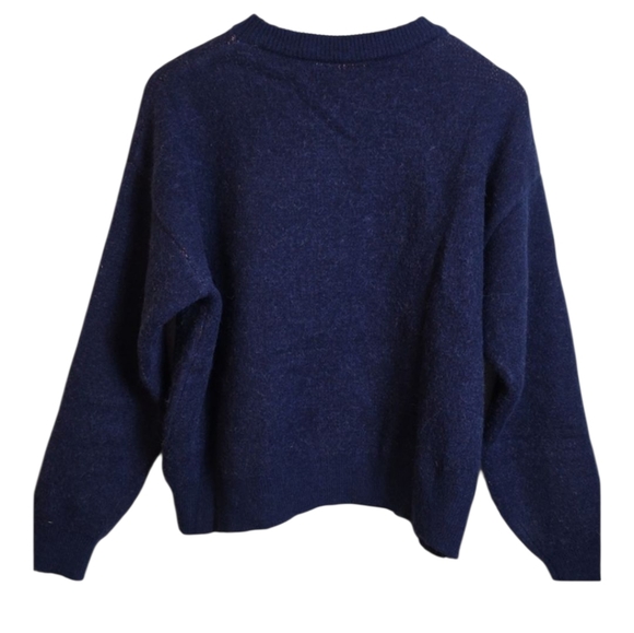 Daisy Street Teddy Crew Neck Pullover Sweater Blue Medium - Picture 8 of 15